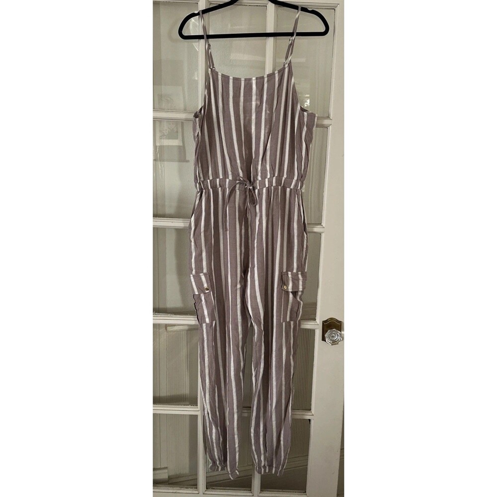 Thread Story Striped Jumpsuit Womens XL Cargo Pockets Jogger